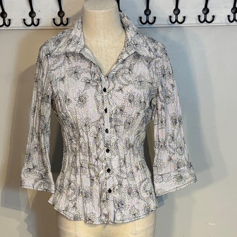 Elegant Black and White Button-Down Shirt